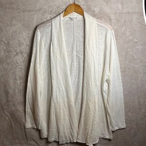 J. Jill Love Linen Womens 3X White 100% Linen Open Front Knit Cardigan Coastal